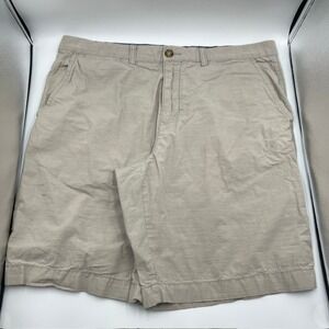Tommy Hilfiger Men's Khaki Beige Flat Front Chino Shorts Size 36 with 10" Inseam